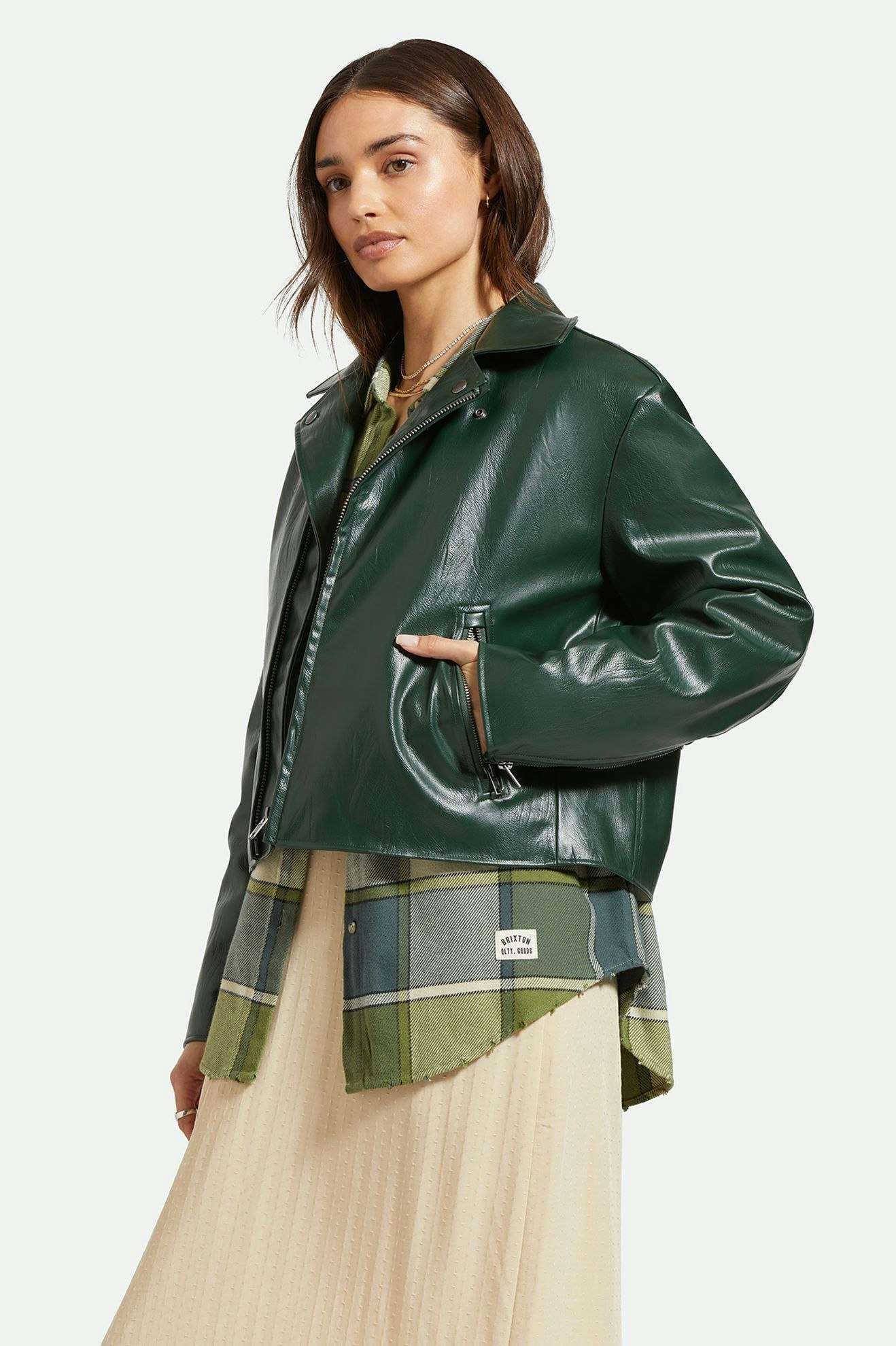 The Moto Vegan Leather Jacket - Pine Needle - Image 7