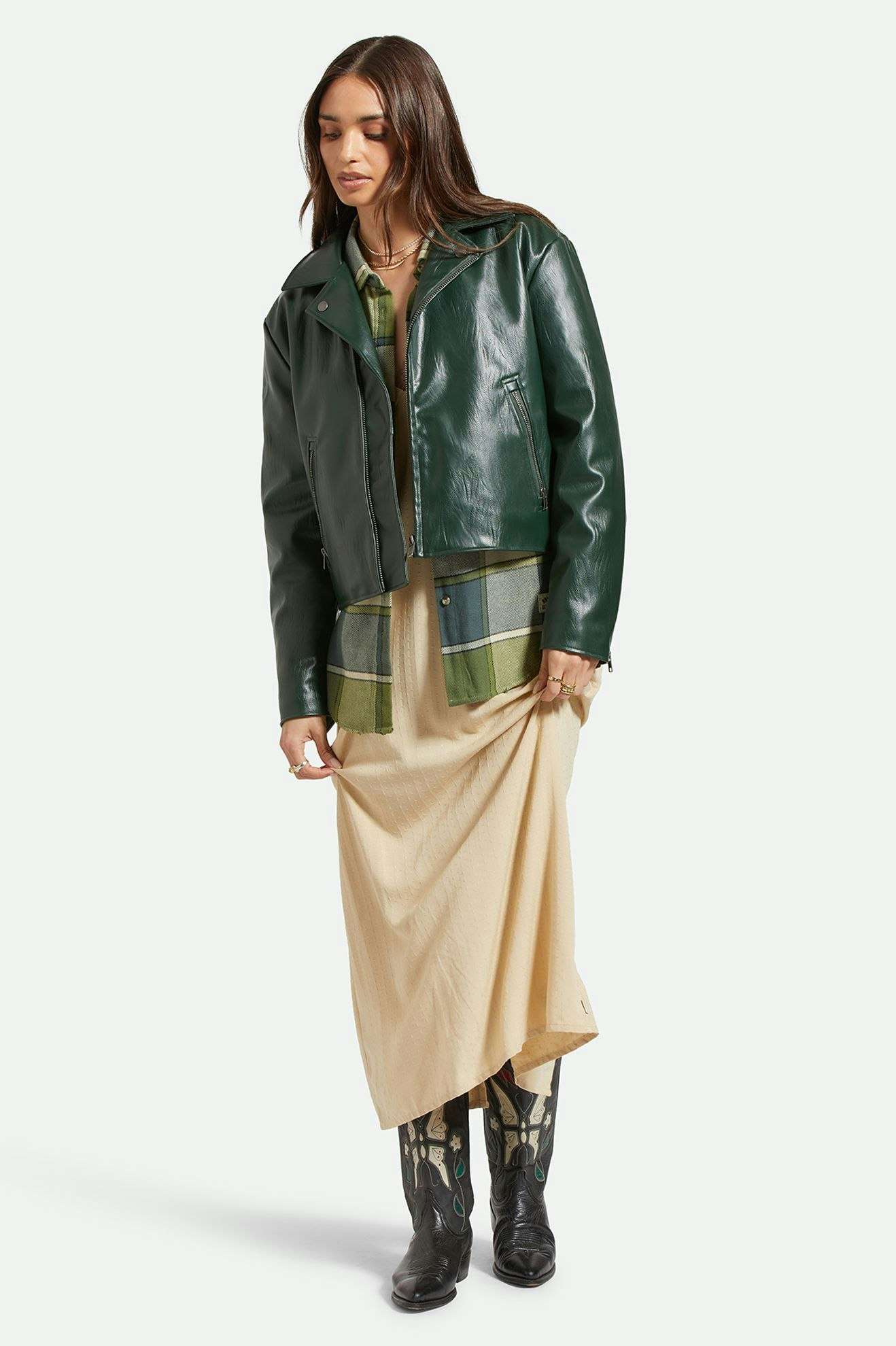 The Moto Vegan Leather Jacket - Pine Needle - Image 9